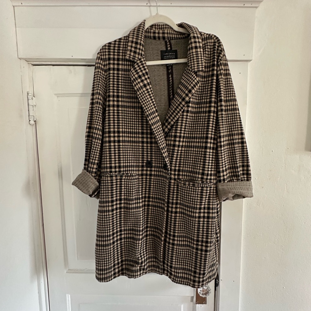 Anthropologie Plaid Jacket - Black and Brown